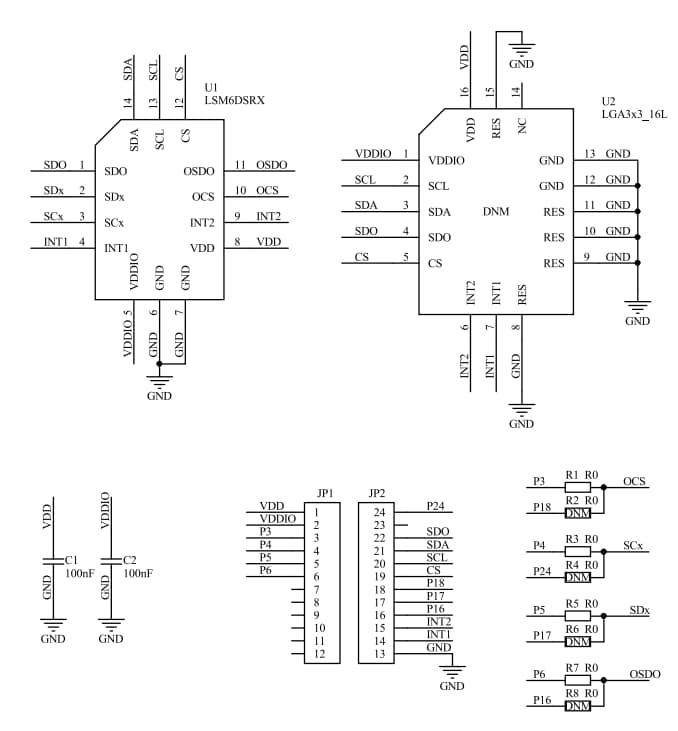 原理图 - STMicroelectronics STEVAL-MKI195V1适配器板